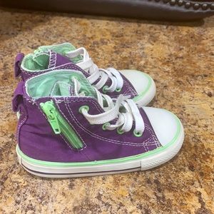 Purple and green toddler converse size 8